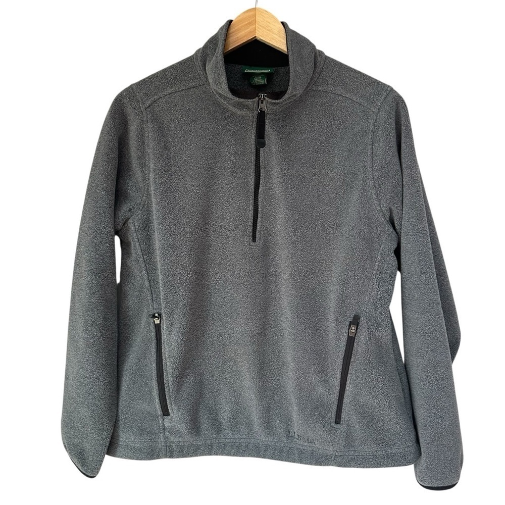 L.L. Bean Polartec Fleece Medium-Weight Gray 1/2 Zip Utility Jacket, Medium